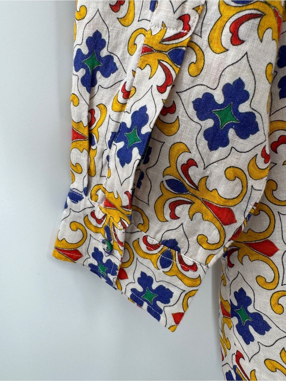WEWOREWHAT Linen Tile Pattern Dad Shirt Oversized Size Medium Colorful - Picture 6 of 11